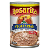 Rosarita Vegetarian Refried Beans can, ready to heat for quick meals.