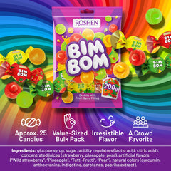 Roshen Bim Bom tutti-frutti-filled candy brings playful variety to gatherings.