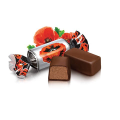 Roshen Chervny Mak chocolate-glazed praline with caramel crumbs for a crunchy, premium treat