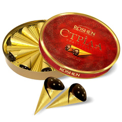 Roshen chocolate gift box with red packaging, ideal for festive gifting and celebrations
