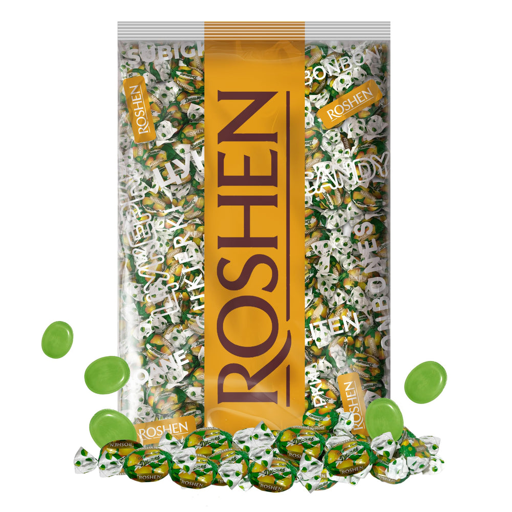 Roshen Duchess Pear hard candies packaging front, ideal for bulk sharing.