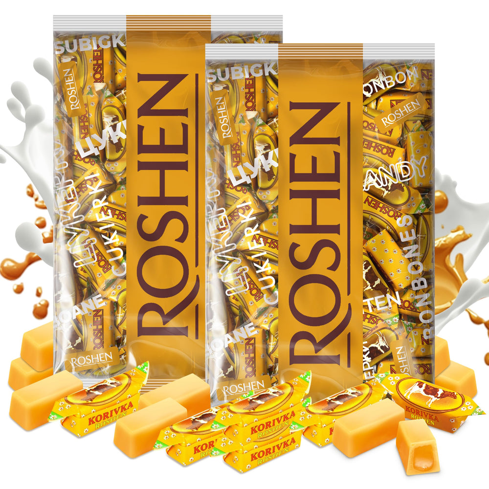 Roshen Korivka milk fudge pack with two wraps, gift-ready