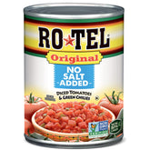RO*TEL Original No Salt Added Diced Tomatoes and Green Chilies can image for bold, low-sodium flavor.