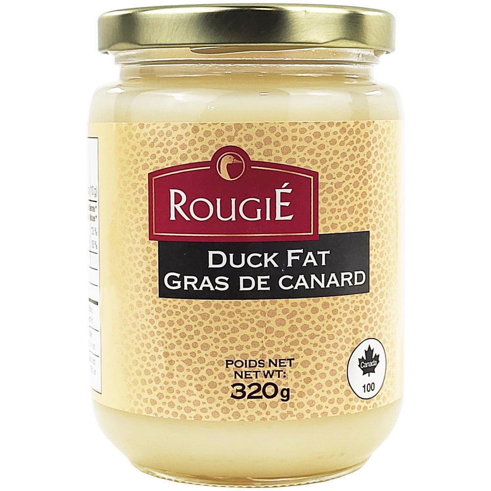 Rougie duck fat 320g jar for roasting and searing with rich flavor.