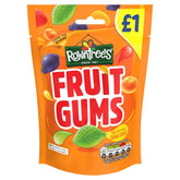 Rowntree's Fruit Gums 3-pack box with colorful flavours for sharing.