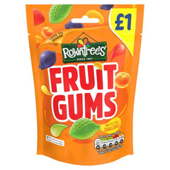 Rowntree's Fruit Gums 3-pack box with colorful flavours for sharing.