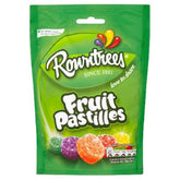 Rowntree's vegan fruit pastilles sharing pouch top view, ideal for group snacking.