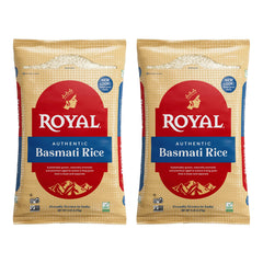 Royal Basmati rice 10lb bag, pantry-ready burlap packaging for easy storage.