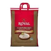 Royal Chef's Secret extra-long basmati rice 20lb bag highlighting authentic aroma and premium texture
