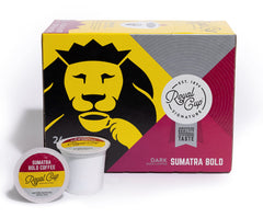 Royal Cup Signature Sumatra pods pack, bold single-origin flavor for home brewing.