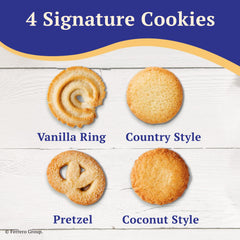 Royal Dansk vanilla ring cookie close-up with crisp texture.