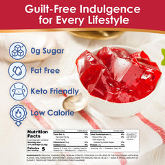 Royal Gelatin Sugar Free Strawberry powder closeup highlighting bright flavor