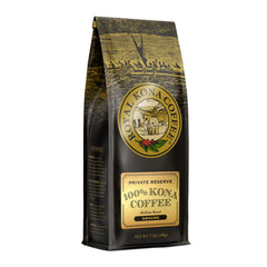 Royal Kona Coffee Ground Private Reserve pack ready to brew.