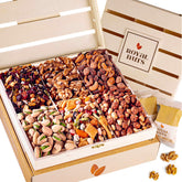 Royal Nuts Gift Basket six-section assortment ready for sharing.