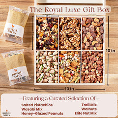 Royal Nuts reusable wooden crate doubles as a stylish serving tray.