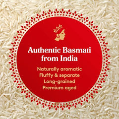 Royal Organic Basmati Rice bag on counter; certified organic grains for everyday cooking.
