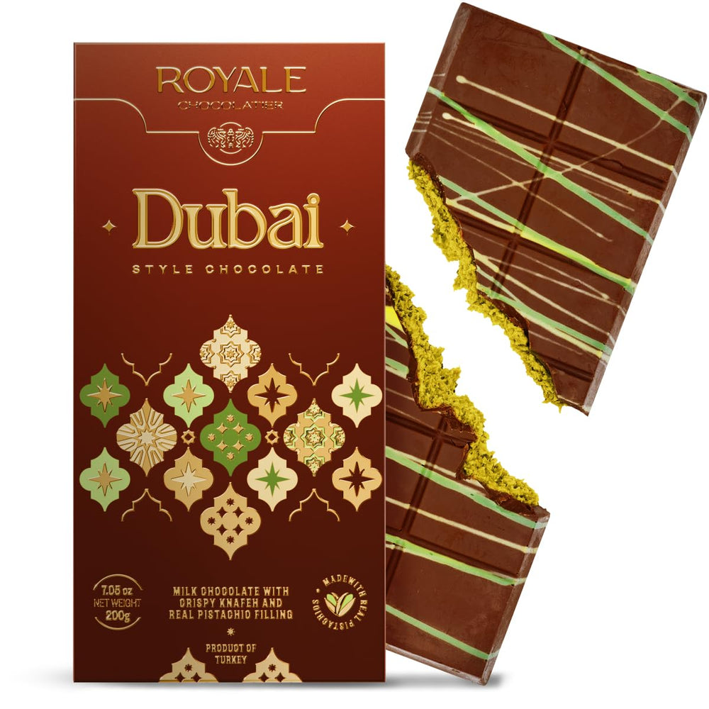 Royale Chocolatier Dubai bar with foil seal preserves freshness during transit