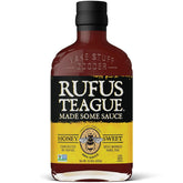 Rufus Teague Honey Sweet bottle with label, ideal for grilling glaze.