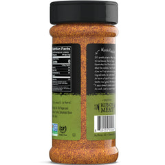 Rufus Teague Meat Rub bottle label highlights gluten-free and non-GMO features.