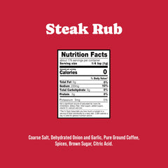 Rufus Teague steak rub being poured for even dusting on meat