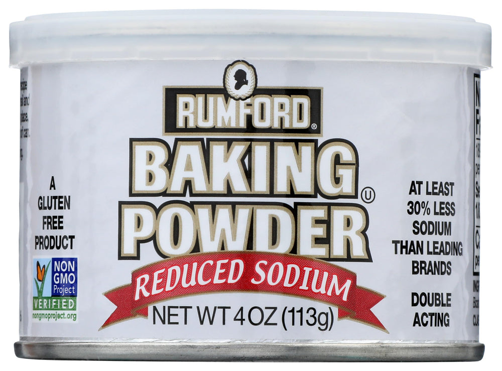 Rumford reduced-sodium baking powder can top for easy measuring and consistent lift