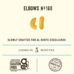 Rummo gluten-free ingredients graphic shows brown rice and corn blend.