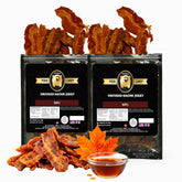 RunninWild maple bacon jerky two bags displayed for convenient snacking