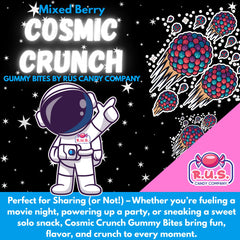 R.U.S. Candy Mixed Berry Cosmic Gummy Bites on party platter for celebrations.