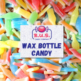 R.U.S. Candy old-fashioned wax bottle lemon close-up for retro party buffets