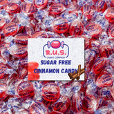 R.U.S. Candy sugar-free cinnamon discs in a 1 lb bag, keto-friendly.