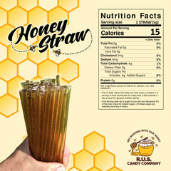 R.U.S. Candy wildflower honey straw close-up with floral notes for tea or snacks.