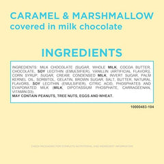 Russell Stover milk chocolate close-up with caramel and marshmallow center