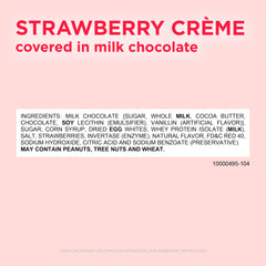 Russell Stover chocolate creme center, creamy strawberry flavor.
