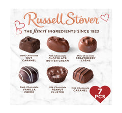 Russell Stover milk and dark chocolates offer timeless indulgence in a box