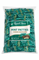 Russell Stover Mint Patty in Dark Chocolate, bag presentation, ideal for sharing at gatherings