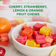 RUSSELL STOVER strawberry flavor fruit chew with bright pink hue
