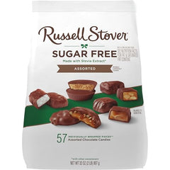 RUSSELL STOVER peanut butter cup, sugar-free treat any time.