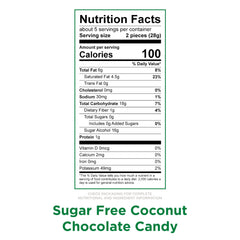 RUSSELL STOVER Sugar Free Coconut in Chocolate bag back, no added sugar note