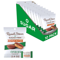 RUSSELL STOVER sugar-free peanut butter cups in a sealed pack for on-the-go snacking.