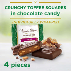 Sugar-free toffee crunch in chocolate, satisfying crunch with zero added sugar.