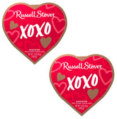 Russell Stover Valentine’s heart-shaped box front view, gift-ready presentation for Valentine's Day.