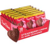 Russell Stover Valentine milk chocolate strawberry creme heart front view, ideal gift.
