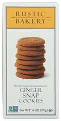 Rustic Bakery ginger snap cookies pack highlights crisp edges and warm spice, ideal for everyday snacking.