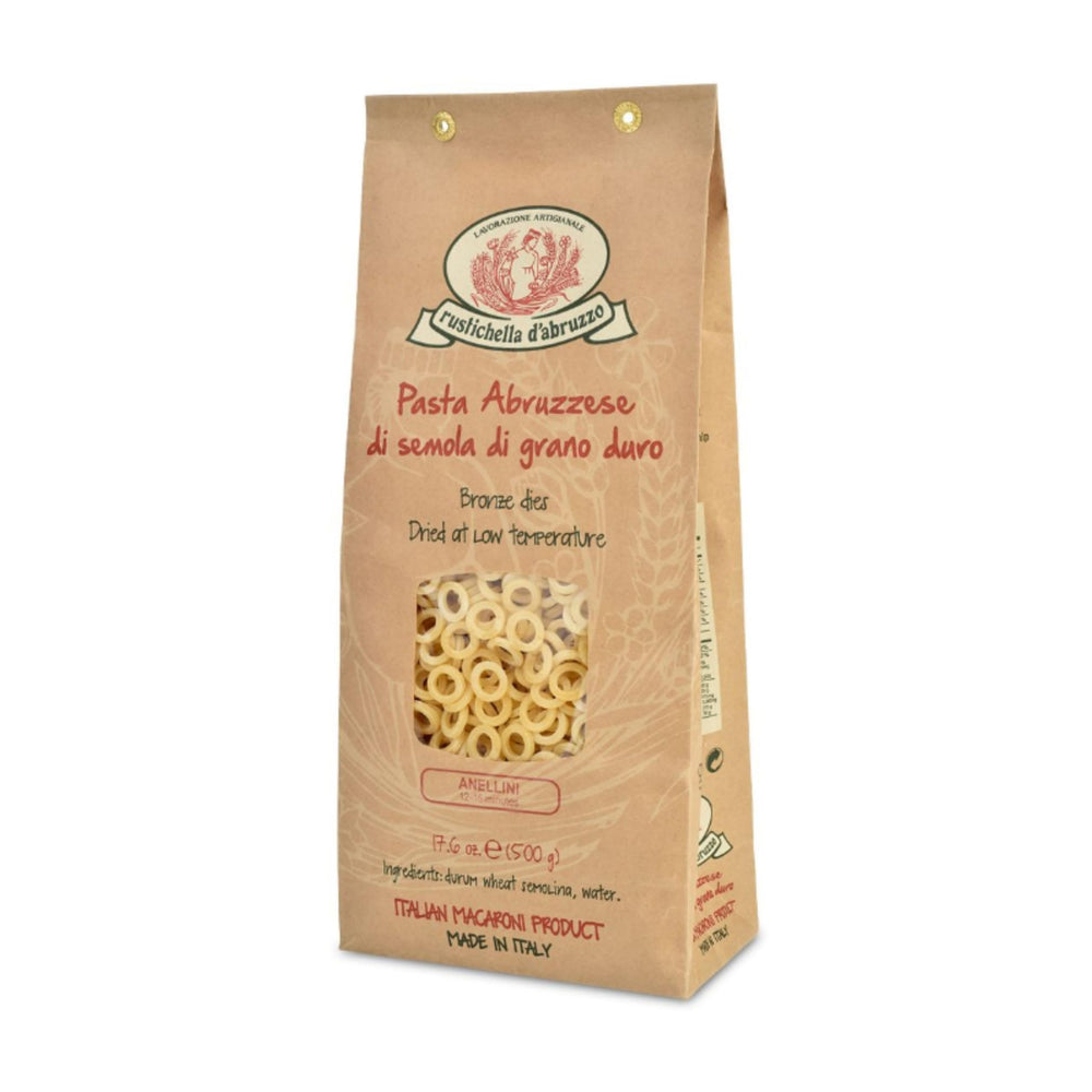 Rustichella Anellini soup-ready rings enhancing broth texture and kid-friendly meals.