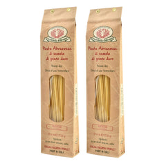 Rustichella d'Abruzzo bucatini with hollow center traps sauce for richer flavor.