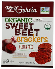 RW Garcia Organic Sweet Beet Crackers seed blend with flax, poppy, and chia seeds