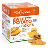 RW Garcia Sweet Potato 3 Seeds Crackers packaging with two 15 oz bags for pantry snacking