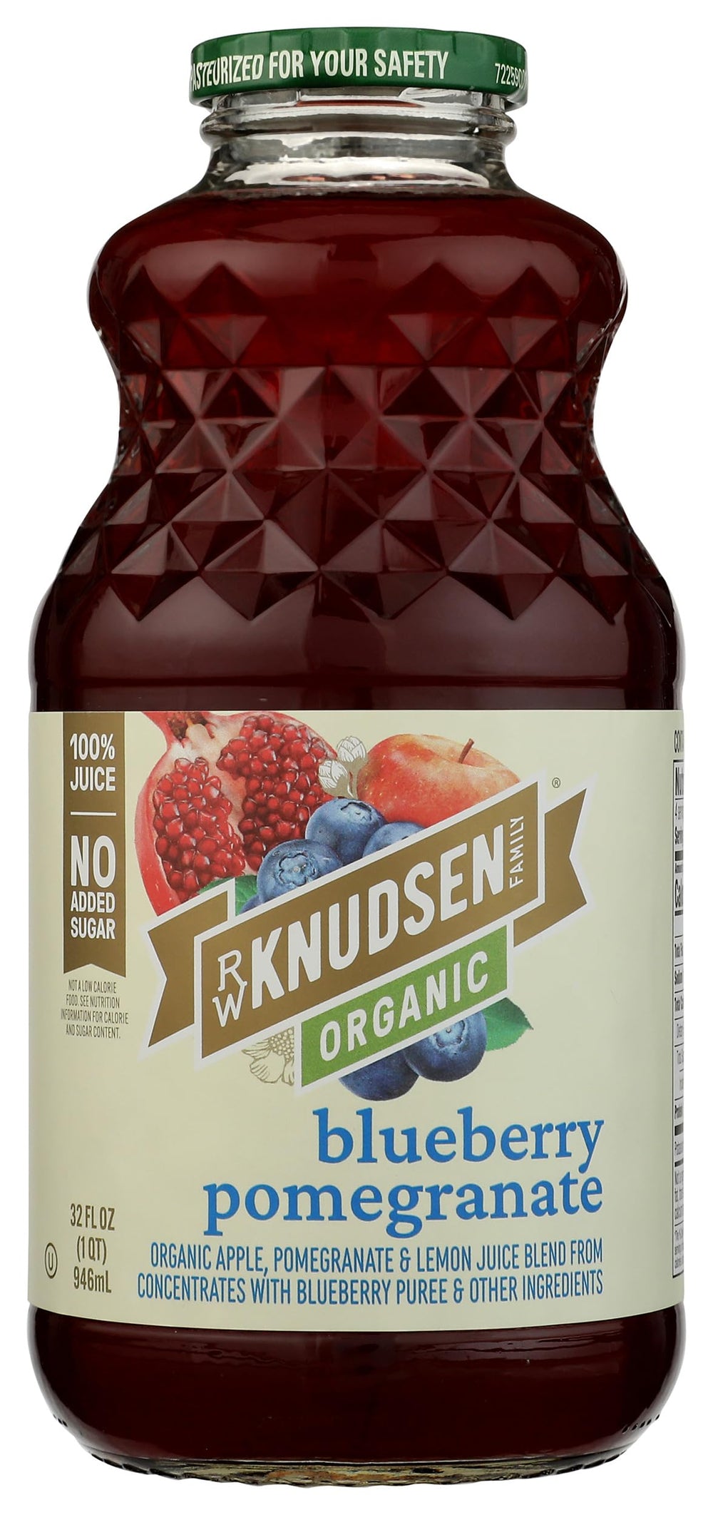 R.W. Knudsen Organic Blueberry Pomegranate juice bottle ideal for breakfast pairings.