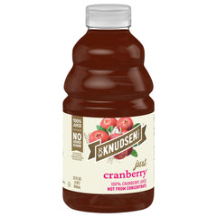R.W. Knudsen Cranberry Juice not from concentrate bottle front, 32 oz, ready for daily drinks.