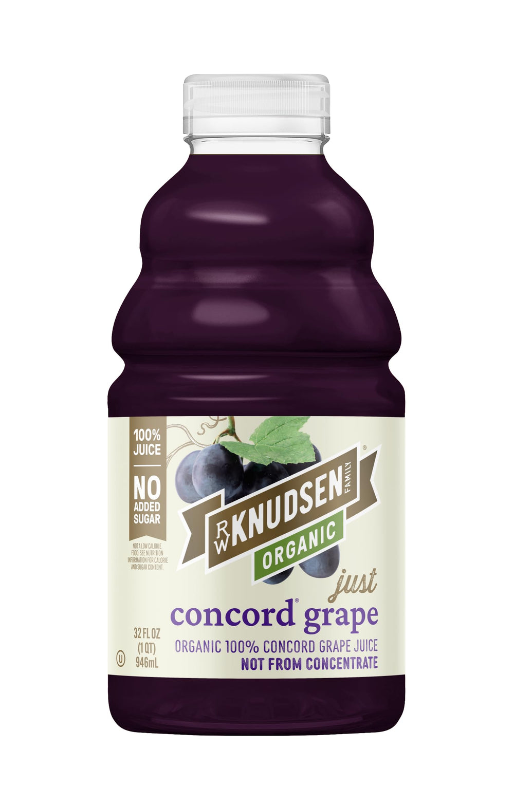 R.W. Knudsen Organic Just Concord Grape Juice bottle—100% juice, ideal for smoothies.
